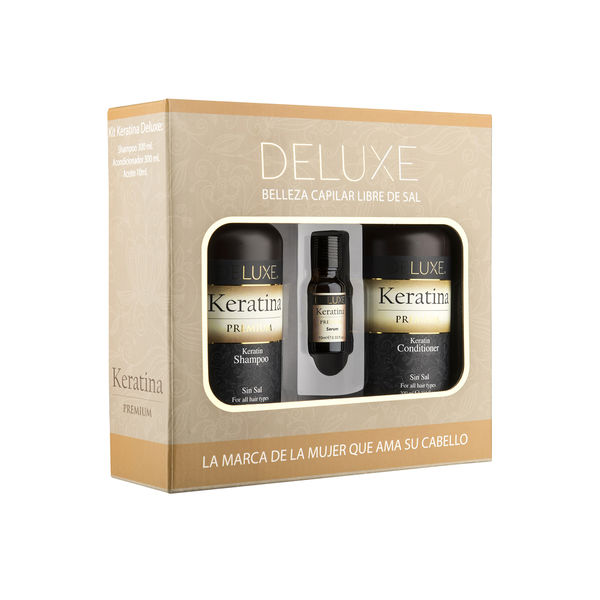 ESTUCHE DELUXE KERATIN SHAMPOO+ACONDICIONADOR+SERUM 300ml Preunic
