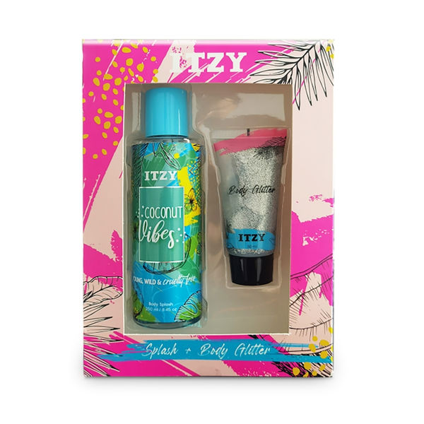 Set de Body Splash Coconut Vibes 250 ml Itzy + Body Glitter Preunic