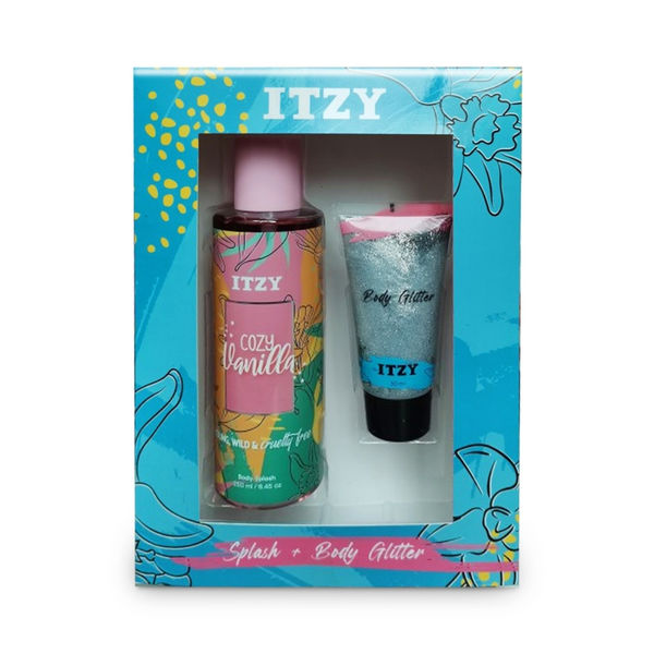 Set de Body Splash Cozy Vainilla 250 ml Itzy + Body Glitter Preunic