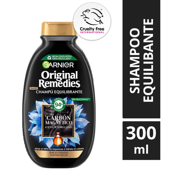 ORIGINAL REMEDIES Magnetic Charcoal Shampoo — Mit Aktivkohle, 300 Ml, Für Sauberes & Frisches Haar